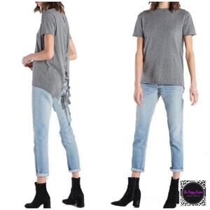 n:Philanthropy Graves Lace Up Short Sleeve Crew Neck Sweater NWT Silk Blend NEW